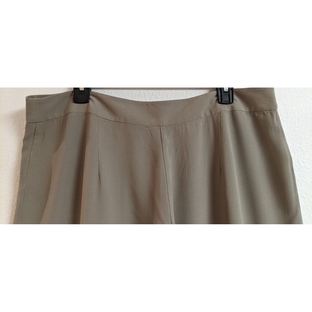 EILEEN FISHER 100% Silk Taupe Wide Leg Classic Resort Holiday Casual Pants LG - Picture 5 of 8